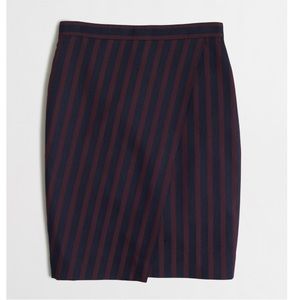 J. Crew wrap navy and burgundy pencil skirt
